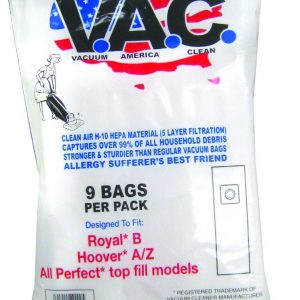Perfect Vacuum Bags for Model P103, P104, P107, P108 & Royal Style B Uprights - 9 Pack